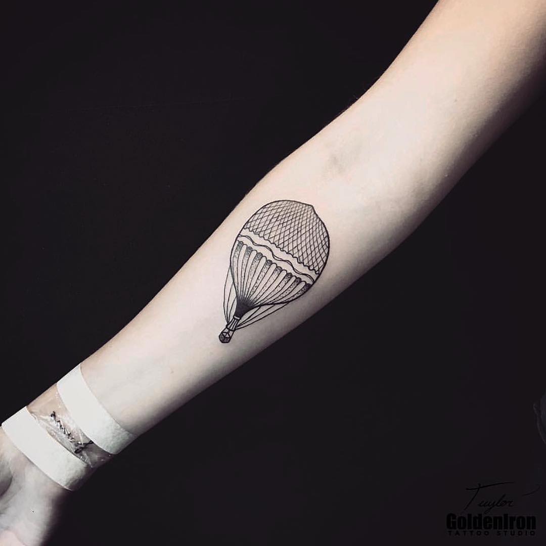 Hot Air Balloon Tattoo Flower Tattoo Black Ink Tattoo Balloon Tattoo