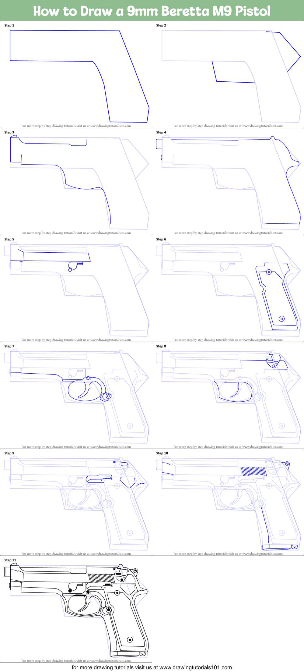 How To Draw A Pistol Gun Step By Step Kasper Theiged