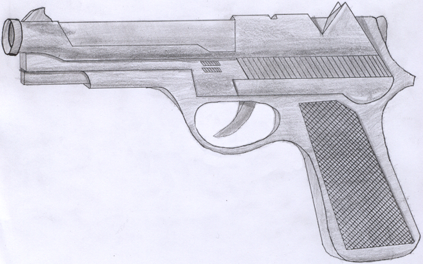 How To Draw A Pistol Realistic Gun Pistol Drawing Pencil