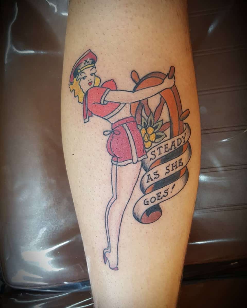 Illustration Pin Up Girl Tattoo