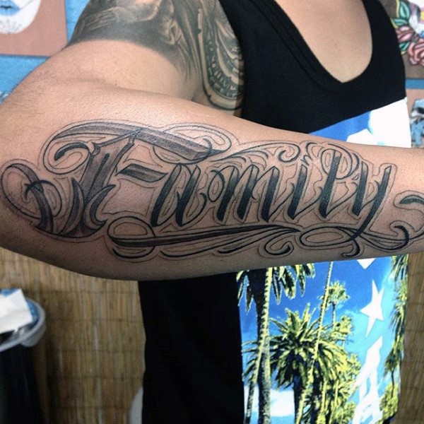 Incredible Design Lettering Family Tattoo On Arm Tattooimages Biz