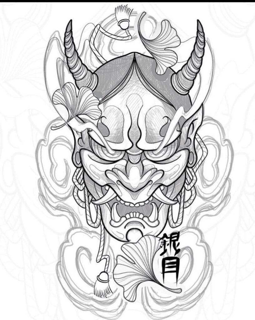 Japanese Oni Mask Tattoo Designs and Meanings