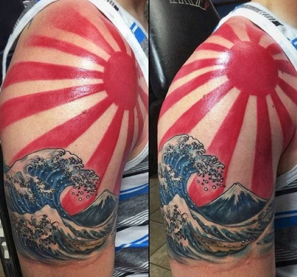 Rising Sun Tattoo Designs with Japanese Heritage