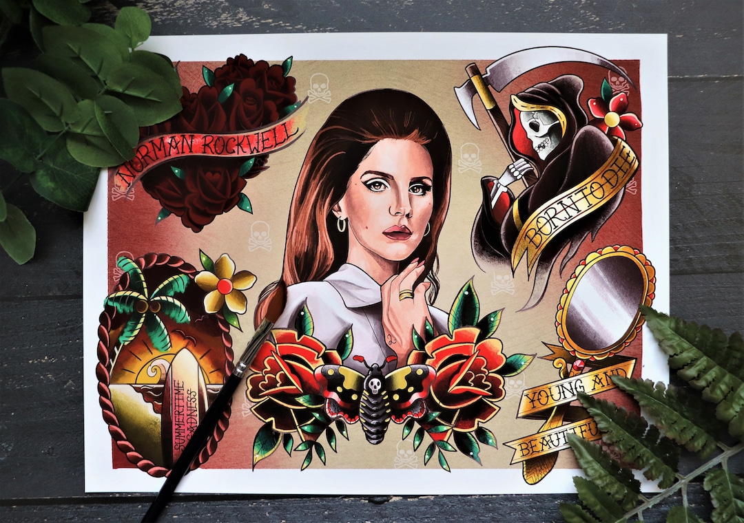 Lana Del Rey Tattoo Flash Art Print Etsy