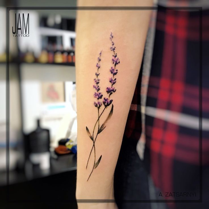 Lavender Tattoo Miniature Flower Realistic Watercolor Cute Little