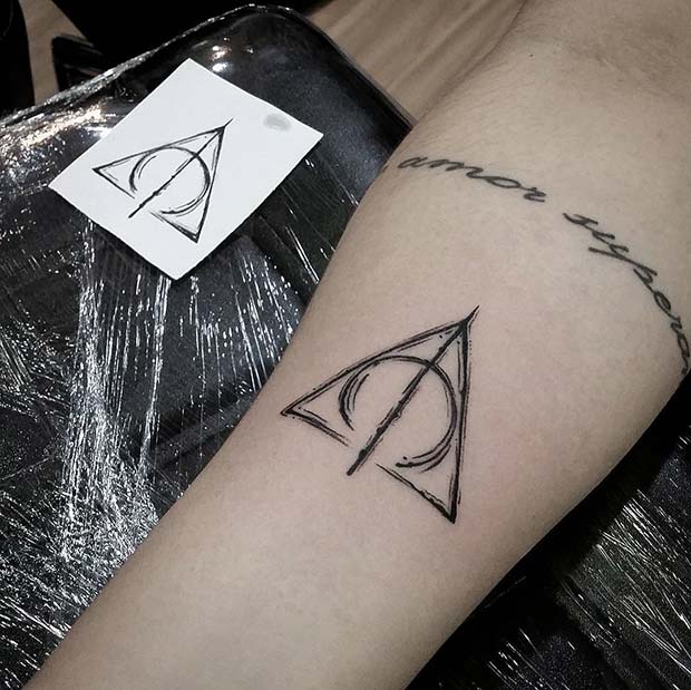 Lighthouse On Forearm Triangle Tattoo Tattoos Deathly Hallows Tattoo