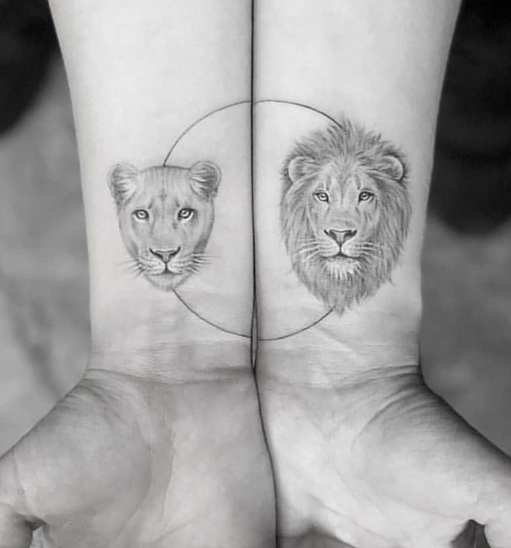 Lioness And Lion Cub Tattoo Located On The Inner