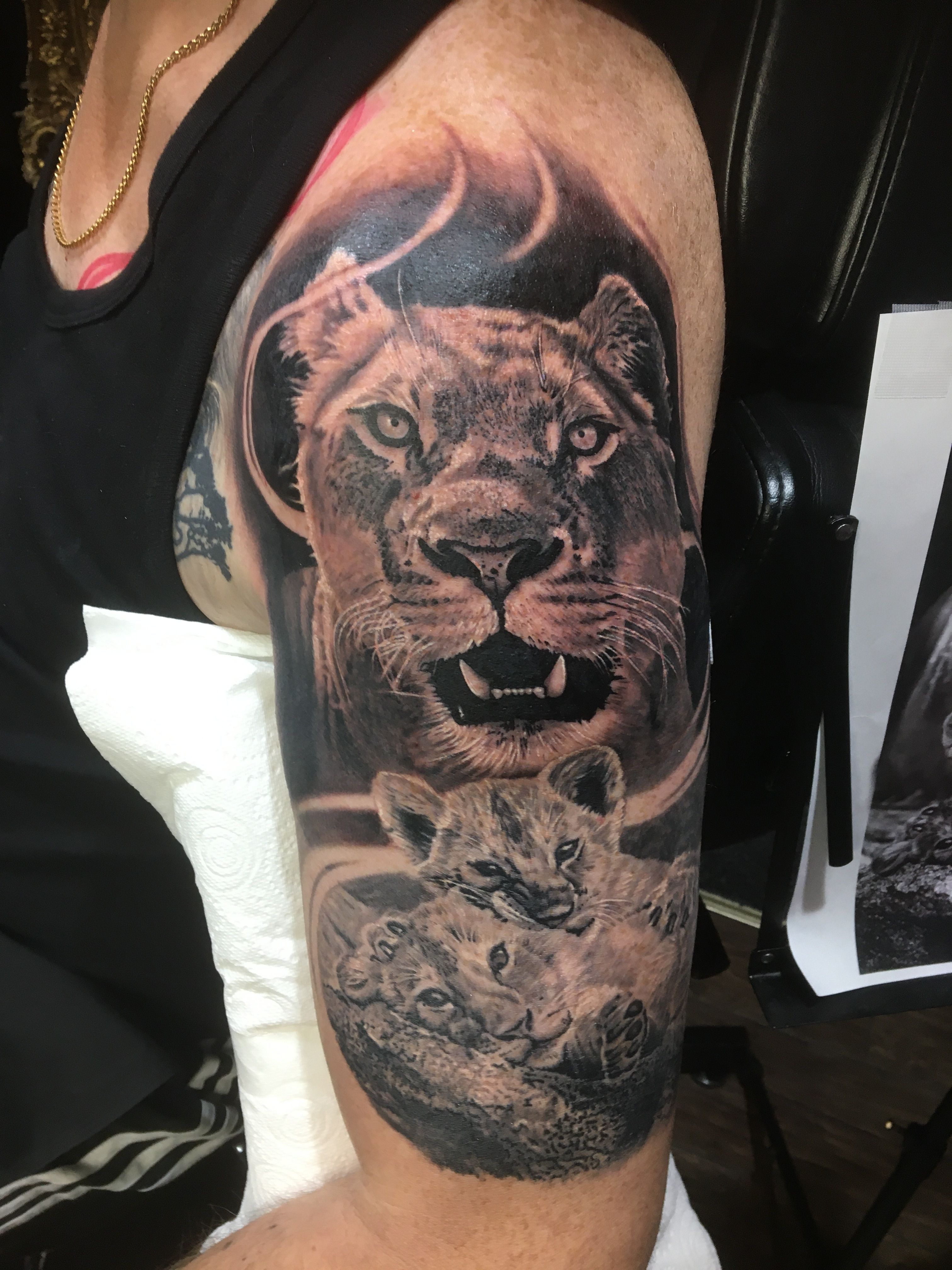 Lioness Cub Tattoo Lioness And Cub Tattoo Tattoos Cubs Tattoo