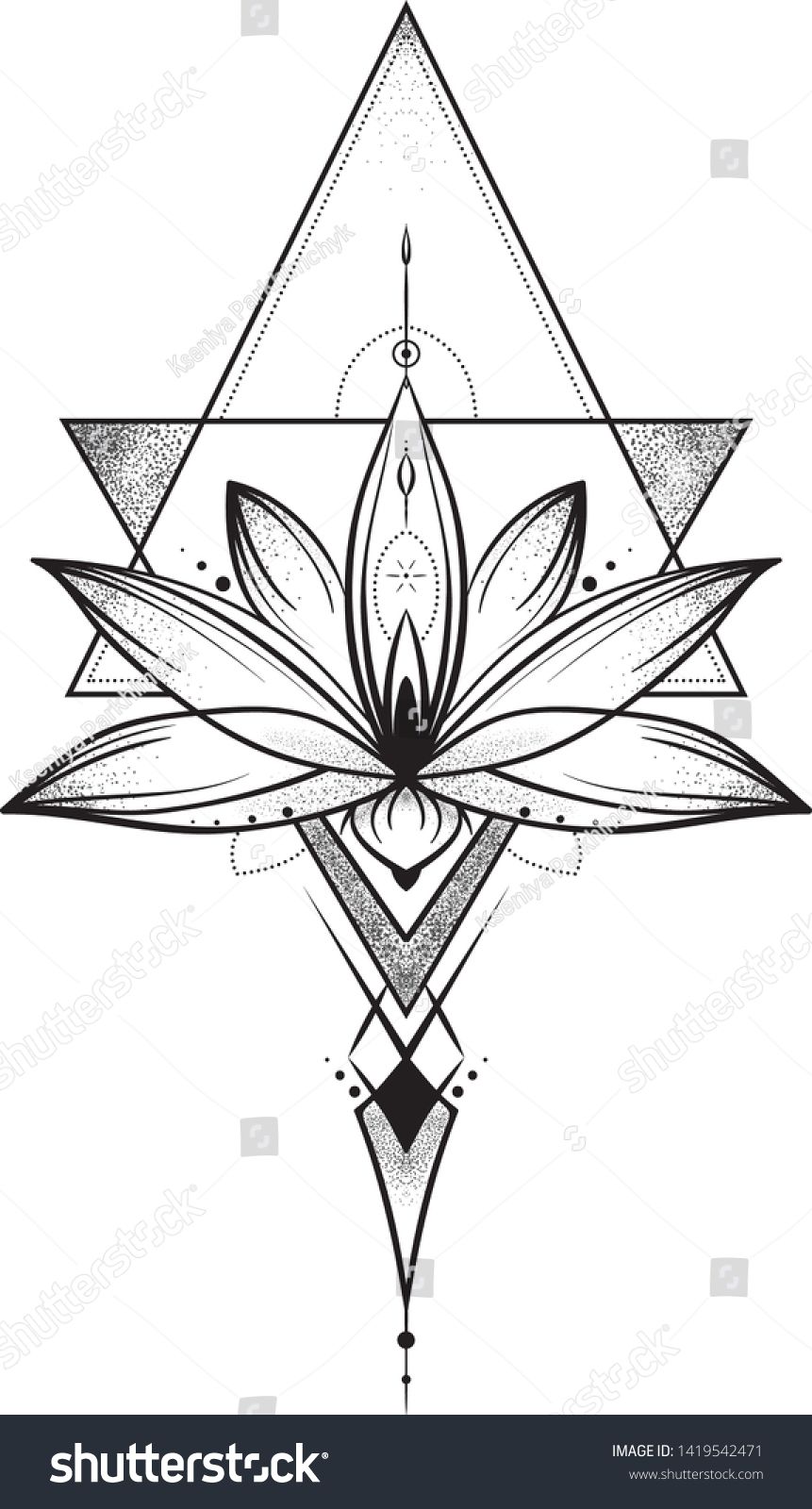 Lotus Flower Sacred Geometry Vector Illustration Stock Vector Royalty