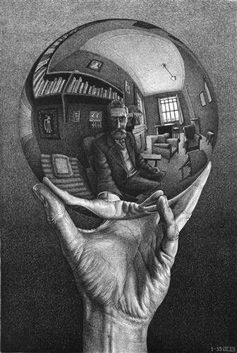 M C Escher Hand With Reflecting Sphere By Metamorphmagussphinx On