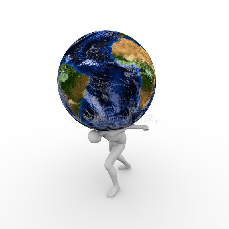 Man With World On His Back Stock Photo Image 30684260