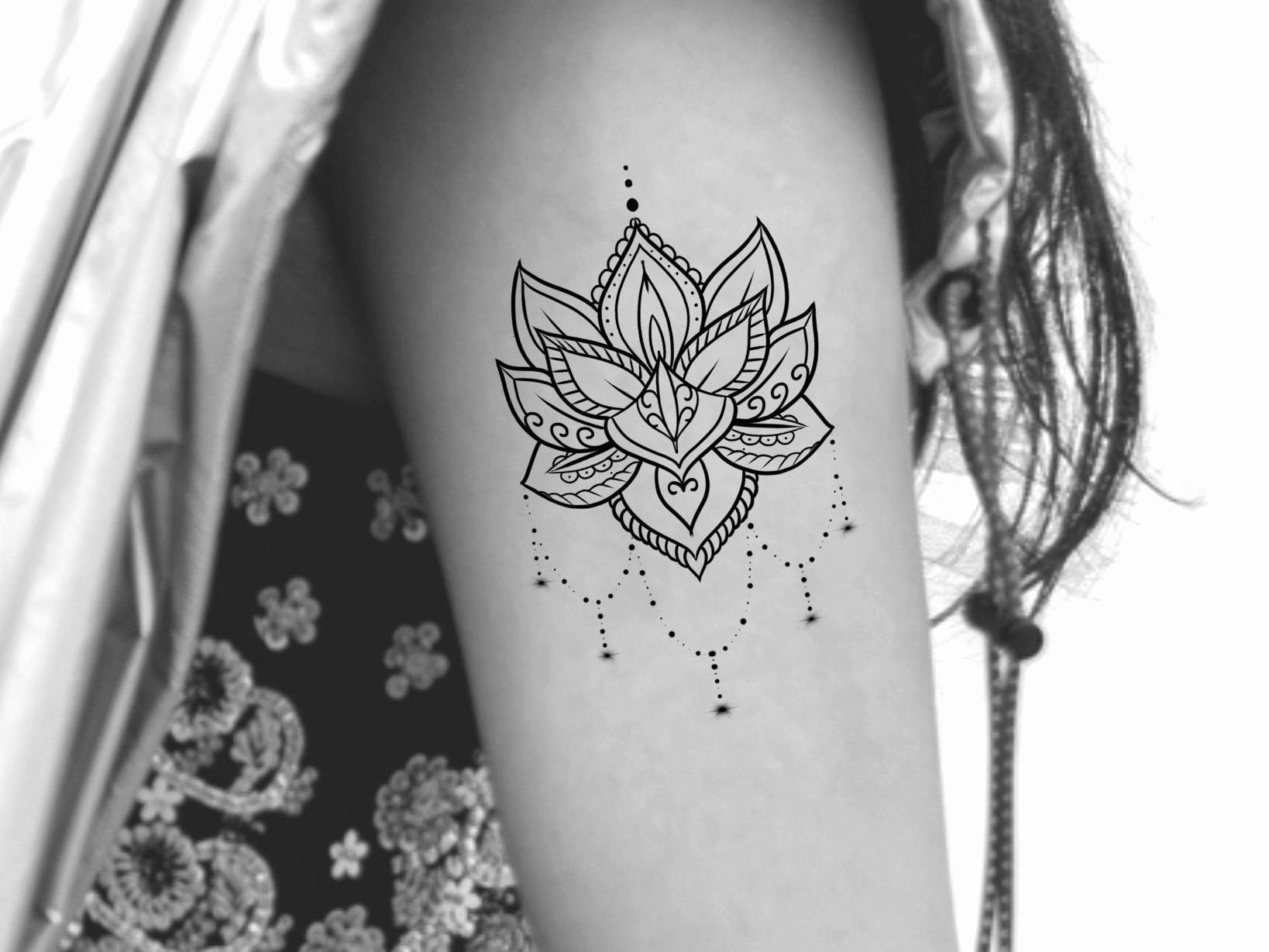 Mandala Lotus Temporary Tattoo Flower Tattoo Floral Tattoo Yoga