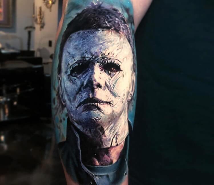 Michael Myers Tattoo By Paul Acker Michael Myers Great Tattoos Leg