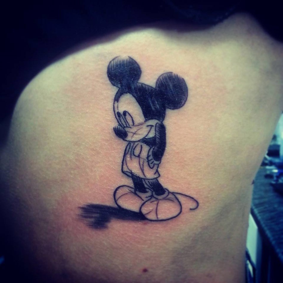 Mickey And Minnie Mouse Head Tattoos