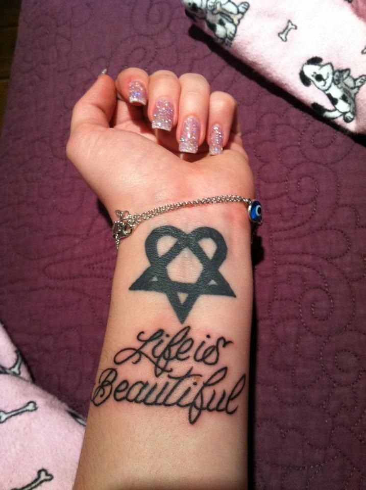 My Heartagram Tattoo Because I Love The Band Him Life Is Beautiful