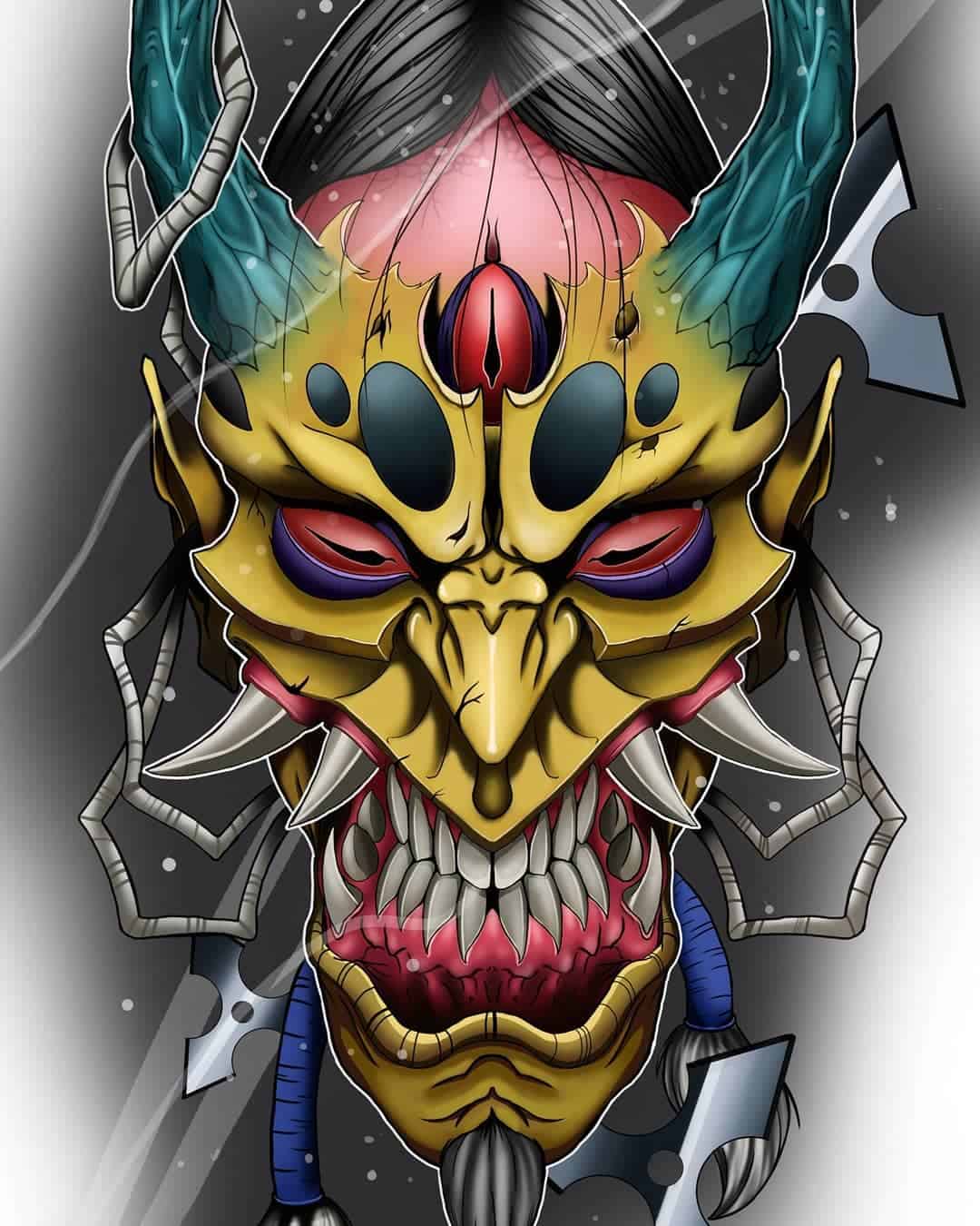 Oni Mask Tattoo Meaning and Symbolism Explained