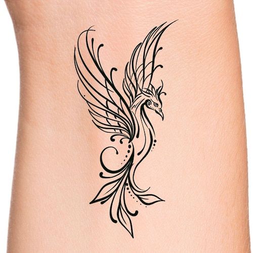 Phoenix Temporary Tattoo Bird Tattoo Rise From The Ashes Etsy