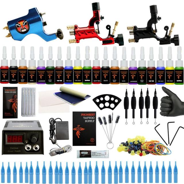 Professional Complete Tattoo Kit Tattoo Machine Kit 2 Rotary Machine Guns 20 Colors Inks Power