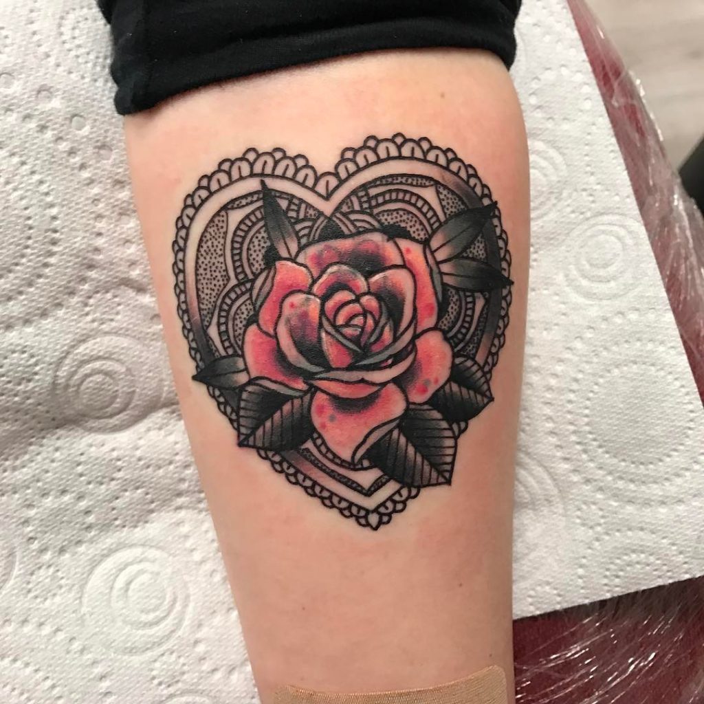 Rose And Heart Tattoo Designs