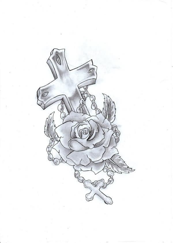 Rose And Rosary Tattoo Drawing Honey Vilbergur Gylfason