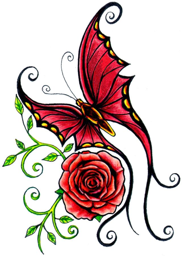 Rose Heart Tattoo Rose And Butterfly Tattoo Pretty Flower Tattoos