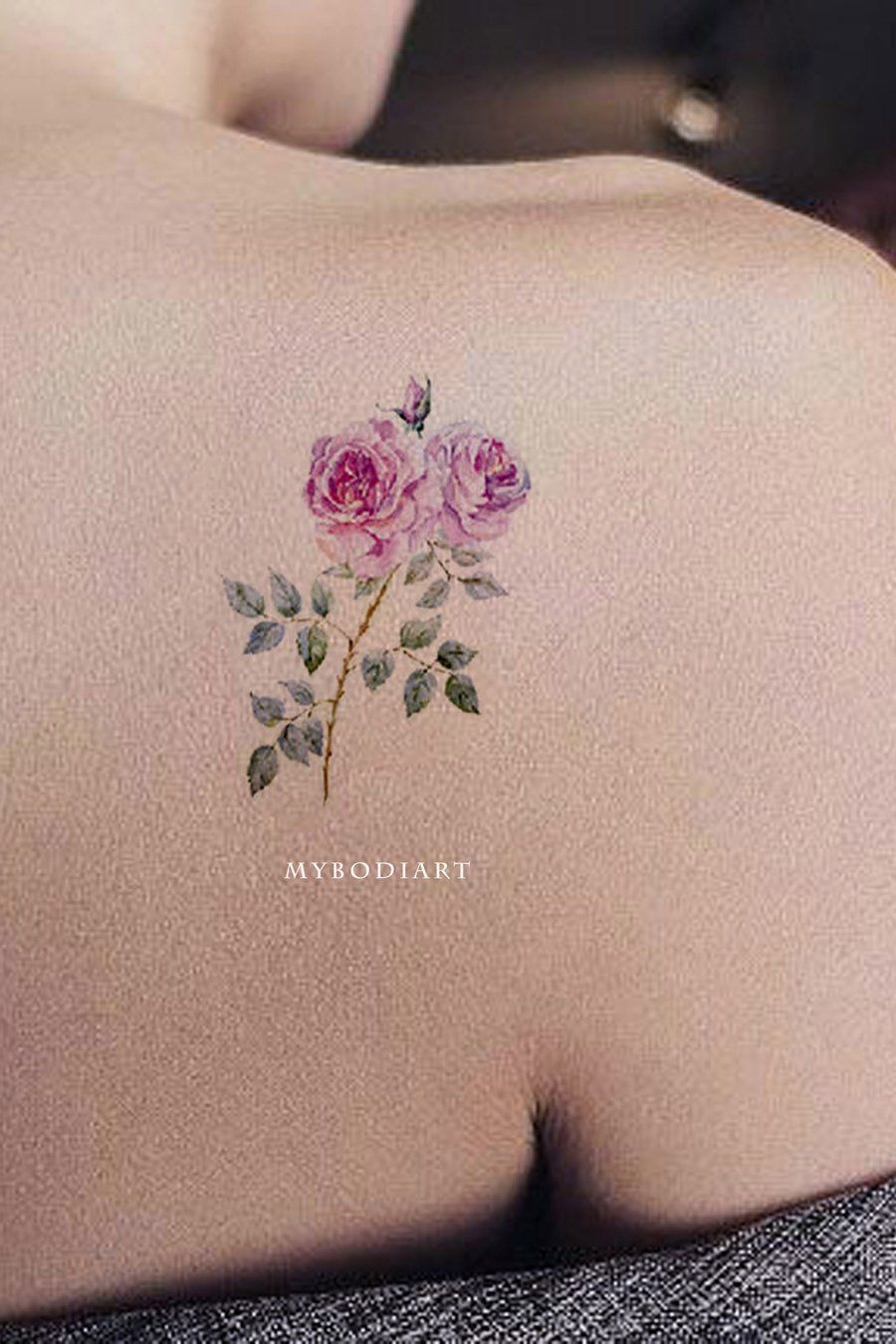 Ryoko Small Watercolor Wild Flower Rose Temporary Tattoo Small Flower