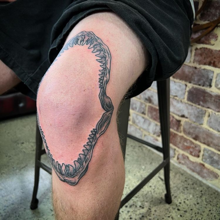 Shark Jaw Knee Tattoo Designs and Meaning Explained