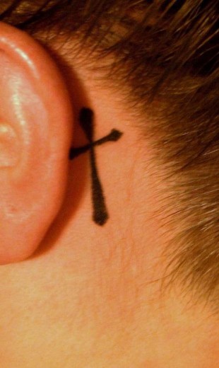 Simple Small Cross Tattoos Behind Ear Ideas