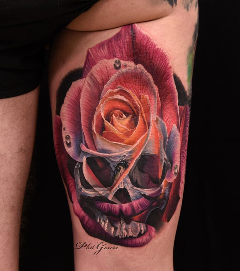 Skull And Rose Tattoo