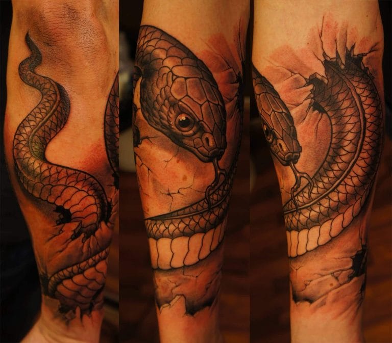 Snake Around Arm Tattoo Tatoo Snake Wrap Around Wrist Tattoos Dope