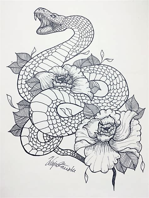 Snake Drawing Tattoo Traditional Snake Tattoo Designs Tattoos Drawing Meaning Flower Dragon