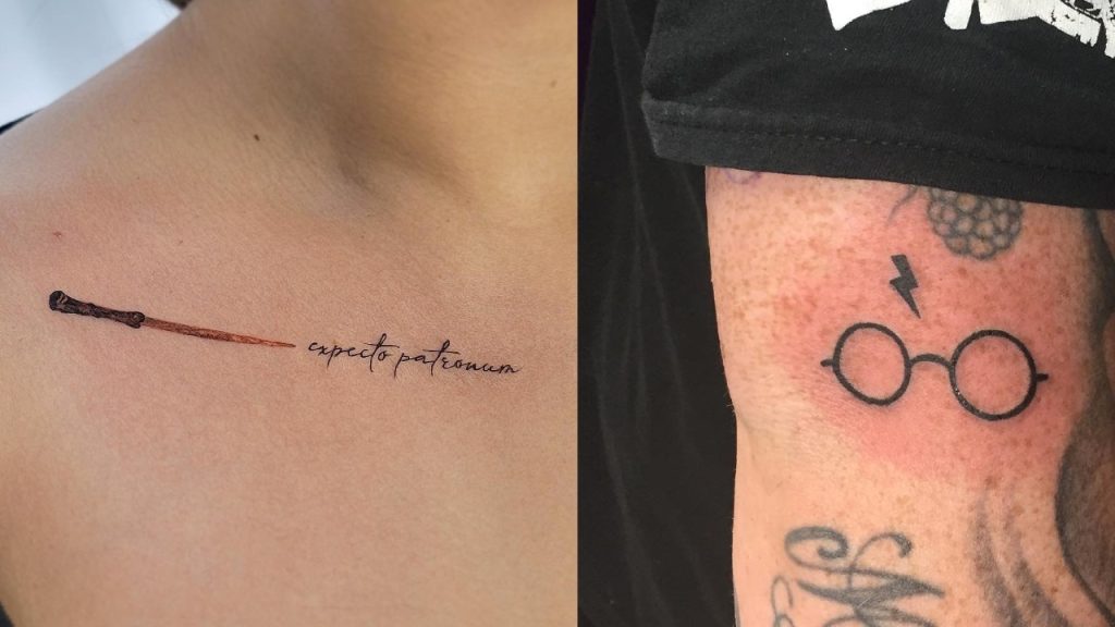 Some Harry Potter Tattoos On A White Background