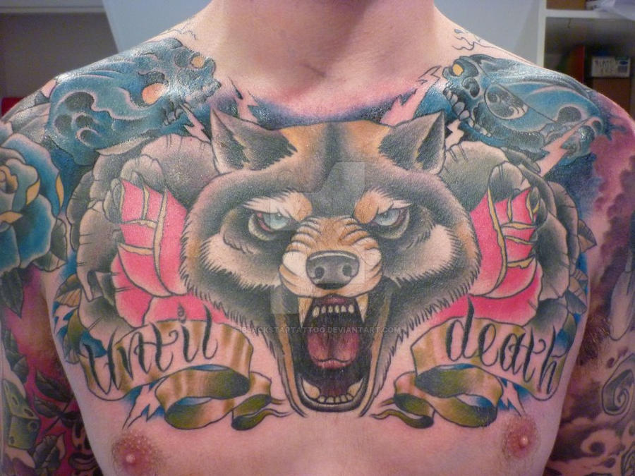 Super Mad Chest Piece Chest Tattoo Wolf Chest Tattoo Wolf Tattoos