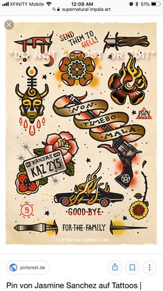 Supernatural Inspired Tattoo Flash Sheet Ladyimmortalink Supernatural Supernaturaltattoos