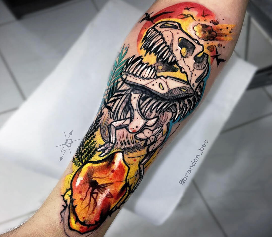 T Rex Tattoo By Brandon Bec Post 28549 T Rex Tattoo Dinosaur