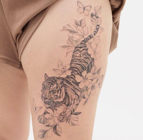 Tiger Thigh Tattoo Designs and Meaning Explained