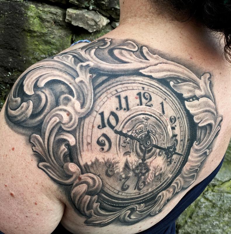 Top 10 Chest And Shoulder Clock Tattoos Timeless Art