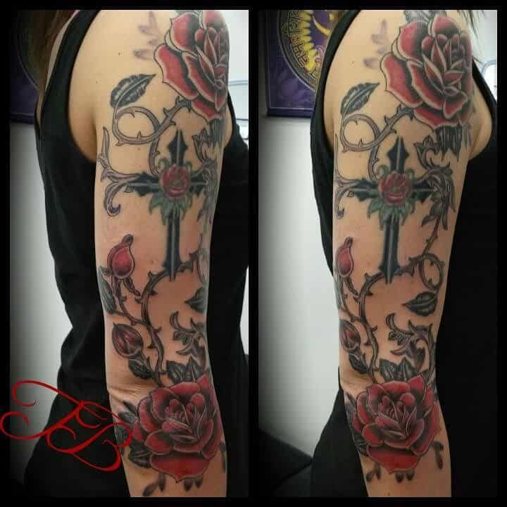 Top 61 Best Rose Sleeve Tattoo Ideas 2021 Inspiration Guide