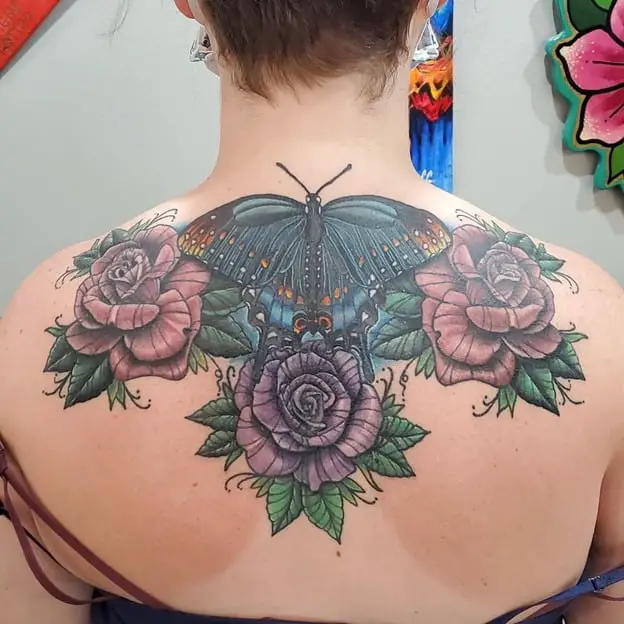 Update 87 Womens Flower Back Tattoos Super Hot In Cdgdbentre