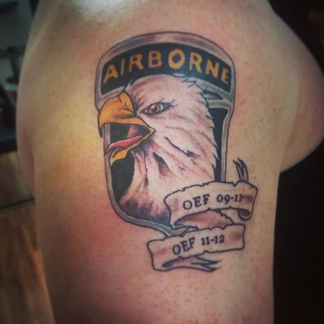 Us Airborne Right Shoulder Tattoo Veteran Ink