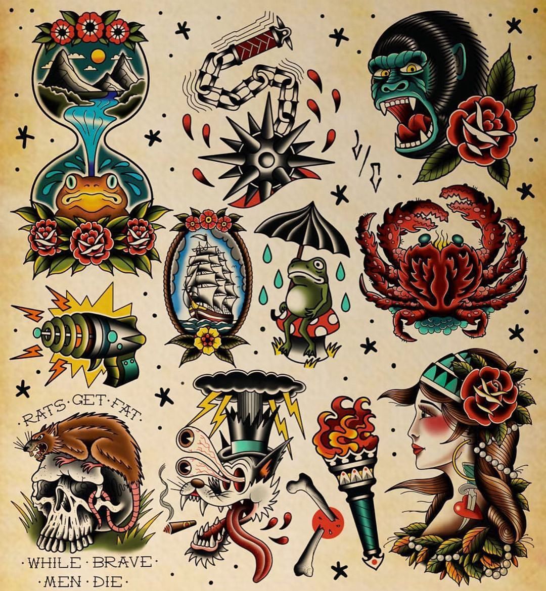 Vintage Tattoo Flash 100 Years Of Traditional Tattoos From The