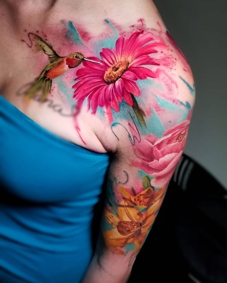 Watercolor Flower Tattoo Half Sleeve Tattoo Tattoos Watercolor