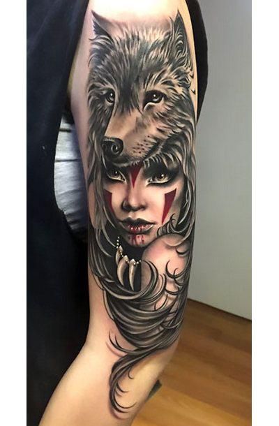 5 Woman Wolf Headdress Tattoo Designs You'll Love