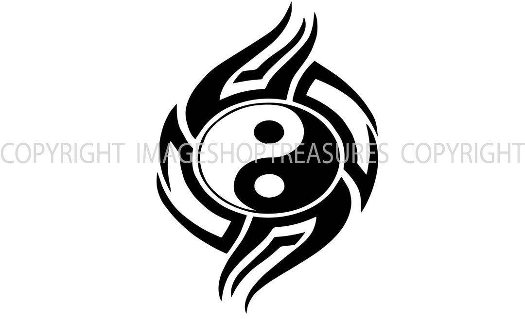 Yin Yang Tribal Sign Tattoo Mayan Indian Ethnic Black White Etsy Ireland