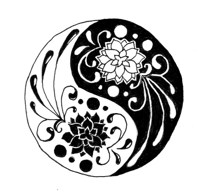 Ying Yang With Lotus Flower Yin Yang Designs Yin Yang Tattoos Ying